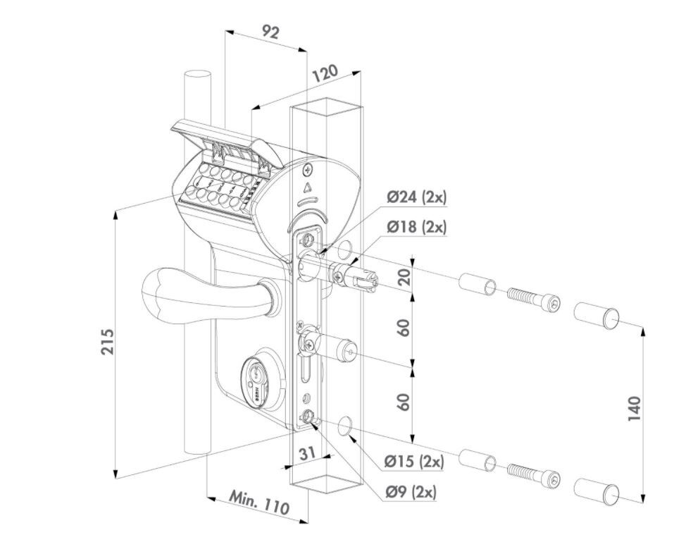 VINCI - SURFACE MOUNTED MECHANICAL DIGITAL CODE LOCK for 40-60 mm Square - Siver