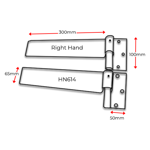 Strap Hinge 300x65mm 19mm pin RH - Pair