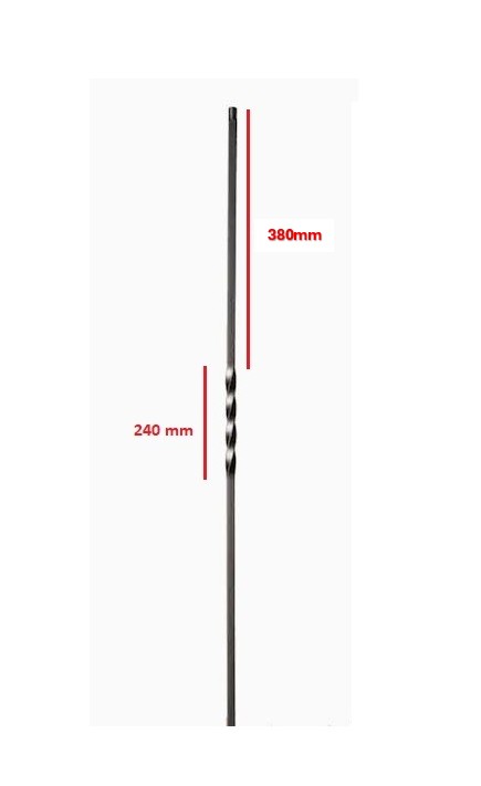 Single Twist  Bar for wrought iron gate 16x16mm H 1000mm long