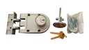 Double Cylinder Sliding Gate Lock  with Vertical locking Bolt and striker plate in satin chrome plate finish
