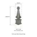 Aluminium Fence Spear: Cardinal Female Square Base to fit 19mm Round Tube