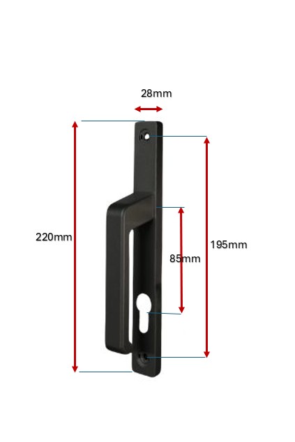 Aluminium Swing Gate Lever Handle Euro Lock Set - Black Finished