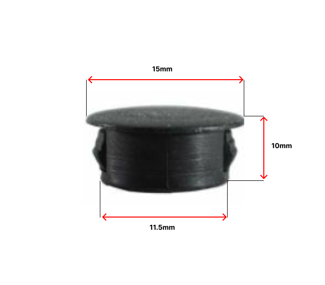 Plastic insert hole plug/End cap for hole size 12mm Black