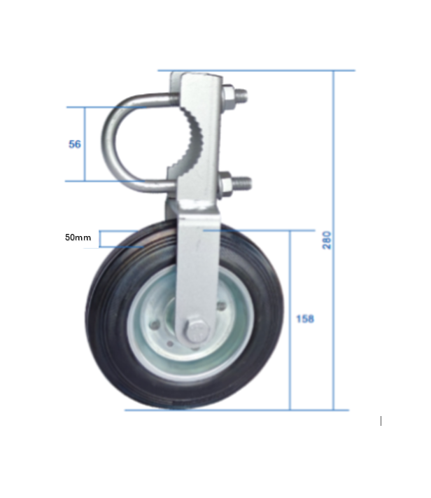 Support Wheel Swing Chainlink Gate  158mm Dia for Gate Max 200 kg