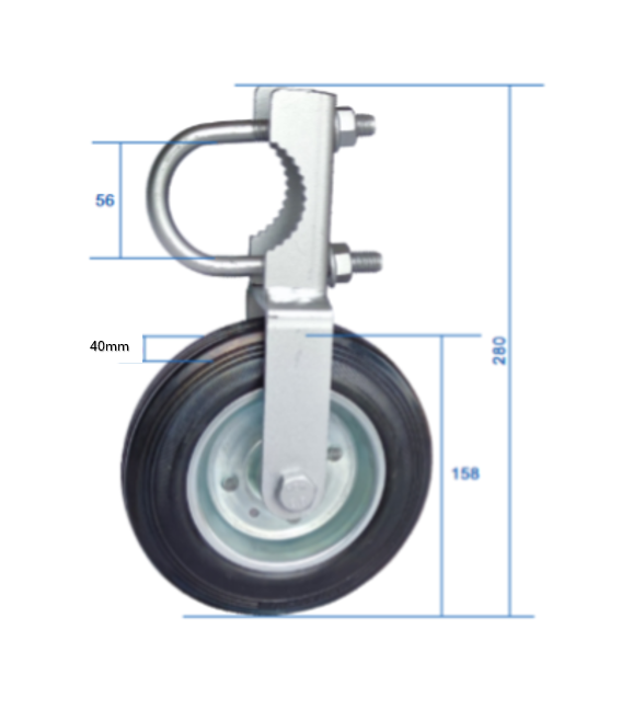 Support Wheel Swing Chainlink Gate  158mm Dia for Gate Max 200 kg