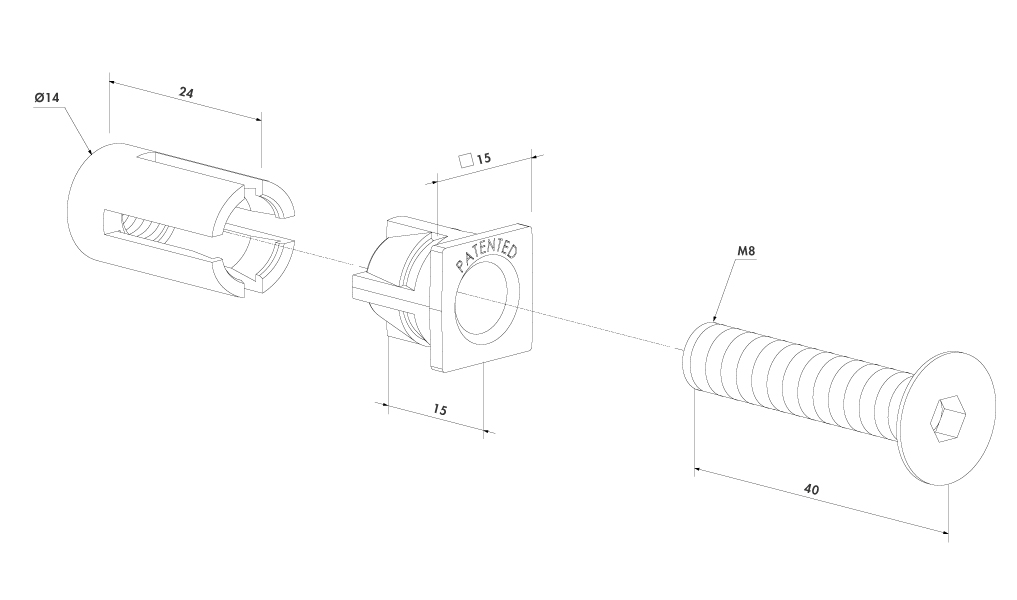 Locinox Stainless Steel Fixation Bolt with High Pulling Resistance - Quick-Fix Pack of 2