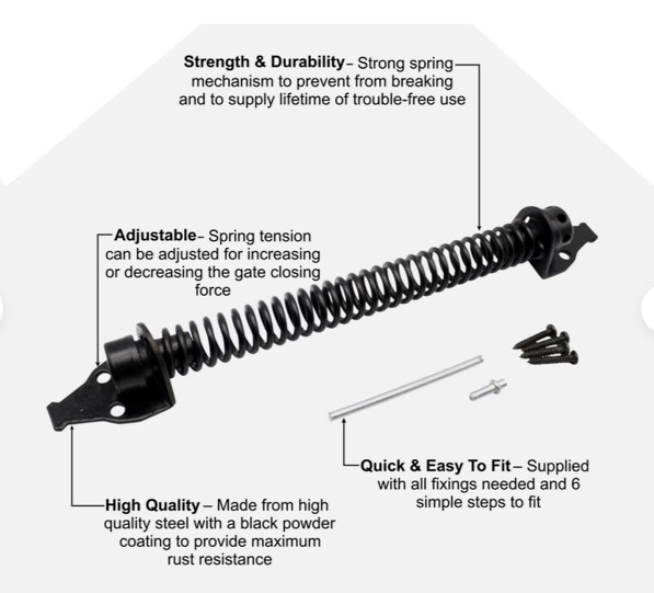Stainless Steel 304 Heavy Duty Self Closing Spring Coil Gate Closer 360mm