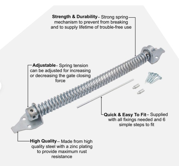 Stainless Steel 304 Heavy Duty Self Closing Spring Coil Gate Closer 360mm