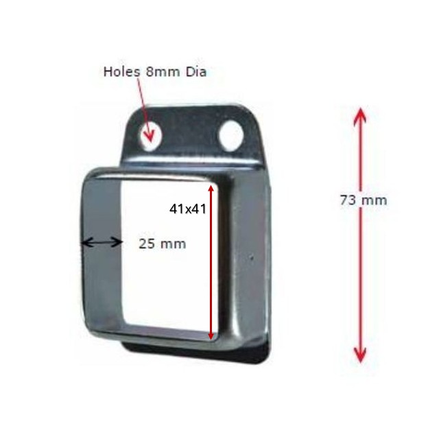 Steel Fence Rail Bracket, 40x40mm Tube, Single Lug, 2 Hole