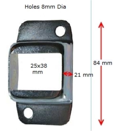 Steel Fence Rail Bracket, 38x25mm Wide Tube, Double Lug, 2 Hole