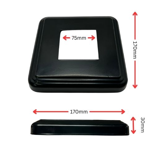 Base Post Cover for posts size 75x75mm, 170x170mm base- Black