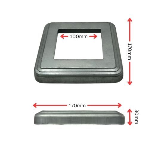 Post Base Cover for post size 100x100mm, 170x170 base - GAL
