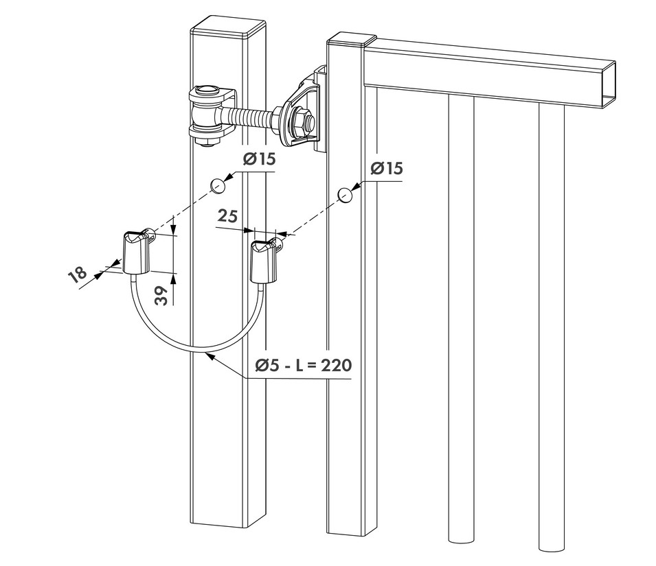 Stainless Steel Door Loop Safety Cable for gates up to 500 kg - 200mm Length, Diametre 5mm