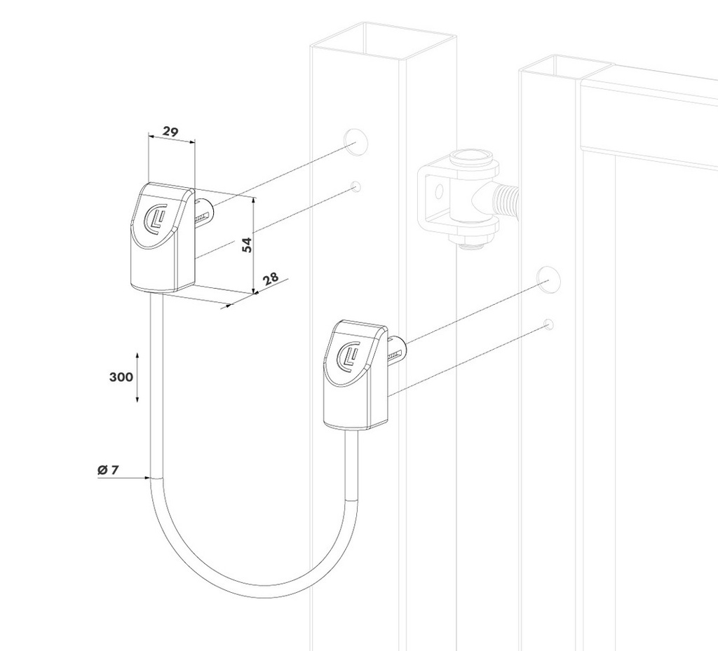 Stainless Steel Door Loop Safety Cable for gates up to 500 kg - 200mm Length, Diametre 5mm