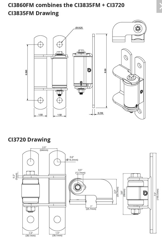 D&D Shut It Bolt-on Face Mount Self-Closing Hinge Set 140kg