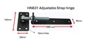 Adjustable Strap Hinge 20mm pin 300mm long in Black -for Timber Gates / 1 hinge only