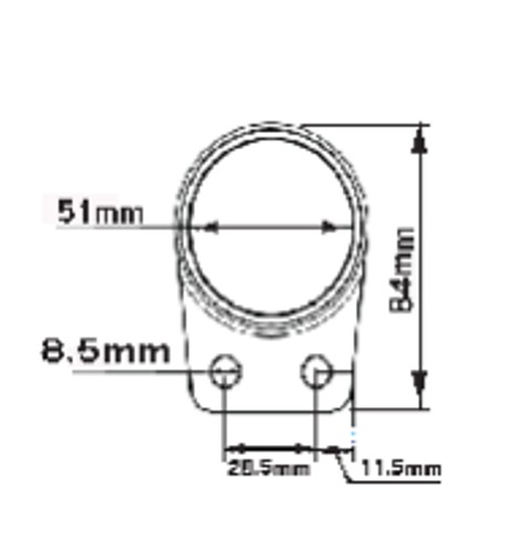 Aluminium Fence Rail Bracket, 50mm Round Tube, Single Lug, 2 Hole