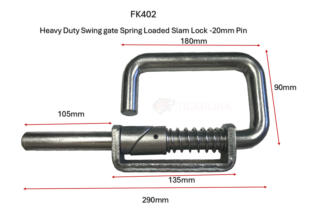 Heavy Duty Swing gate Spring Loaded Slam Lock -20mm Pin