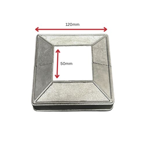 Aluminium Post base Cover for post size 50x50mm Base 100x100mm 2 parts