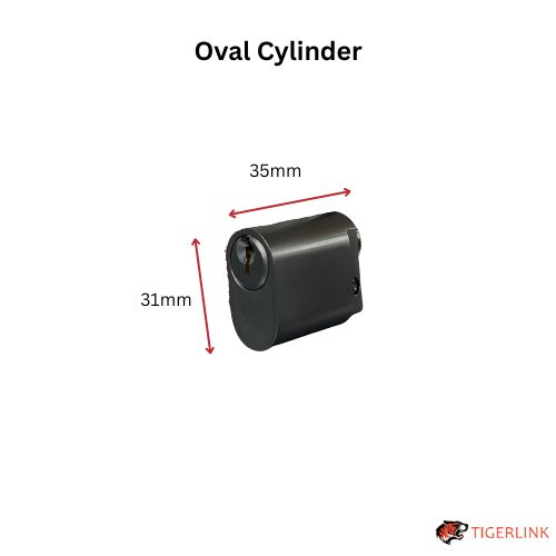 Lockton Oval Insert Mortice Lock - Complete Kit - 50x50 Frame, 23mm Backset, Black - For Swing Gates