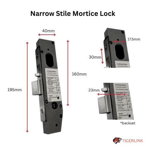 Lockton Oval Insert Mortice Lock - 50x50 Frame, 23mm Backset, Black - For Swing Gates