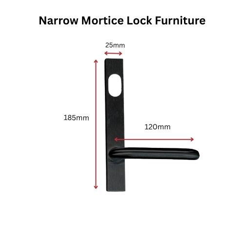 Lockton Insert Mortice Lock Handle - Oval, 3582/3782, External Plate - Stainless Steel in Satin Chrome Black