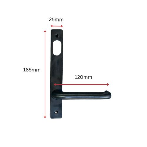 Lockton Insert Mortice Lock Handle - Oval, 3582/3782, Internal Plate - Stainless Steel in Satin Chrome Black