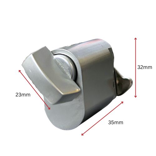 Oval Key Barrel, 35mm Half Cylinder, Turn Snib - Satin Chrome