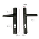Insert Mortice Lock Handle Set - Euro, L Shaped - Aluminium in Matt Black - Pair