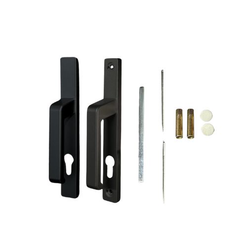 Insert Mortice Lock Handle Set - Euro, L Shaped, Reversible - Aluminium in Matt Black - Pair