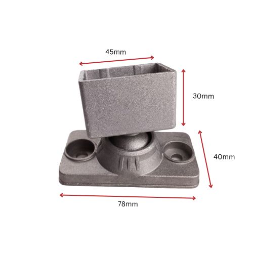 Aluminium Fence Rail Bracket, 40x40mm / 50x50mm Tube, Double Lug, 2 Hole - Adjustable