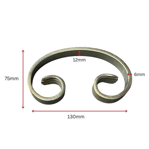 Steel C - Scroll 130mmx75mmx12mmx6mm - Zinc Plated