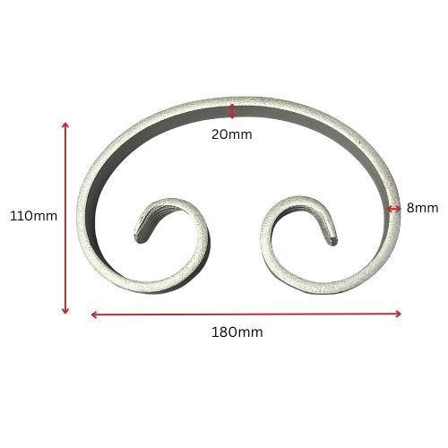 Steel C - Scroll 180mmx110mmx20mm - Zinc Plated