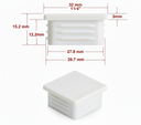 Plastic square cap 32x32mm (1.2-1.6mm wall thickness)