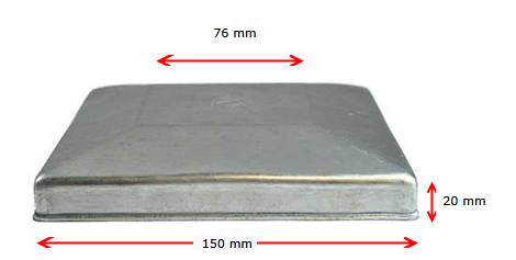 Steel Galvabond Post End Cap for tube size 150x150mm - Zinc