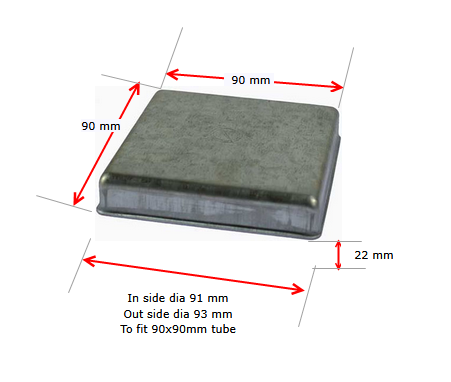 Galvabond Flat Top Steel Post Cap for Square Post Size 90x90mm