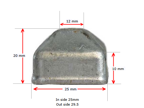 Steel Galvabond Post End Cap for tube size 25x25mm-Zinc