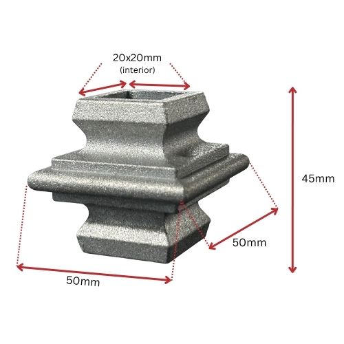 Aluminium Cast Knuckle 50Hx50Wmm to fit square 20x20mm tube Dia