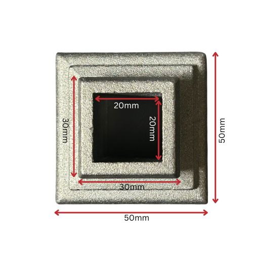 Aluminium Cast Knuckle 50Hx50Wmm to fit square 20x20mm tube Dia