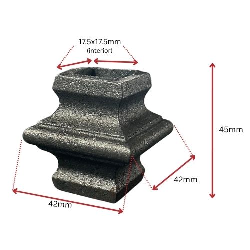 Steel Cast Knuckle 42x42mm for Square 17.5mm Dia - Mild steel