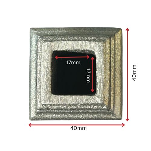 Steel Cast Knuckle 40x40mm for Square 17mm Dia - Zinc Plated
