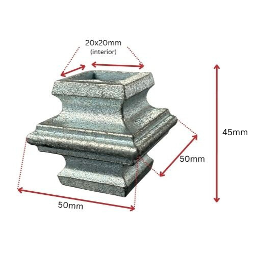 Steel Cast Knuckle 48x48mm for square 20mm Dia - Zinc Plated