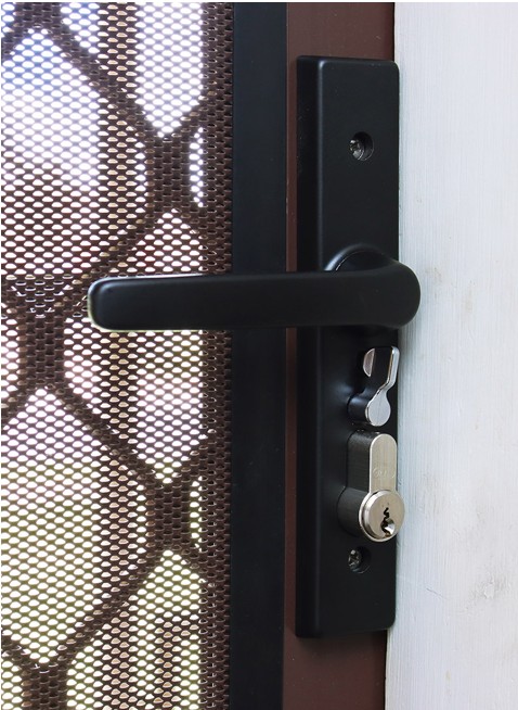 High Security Screen Door Lock with Cylinder Keys Matt Black