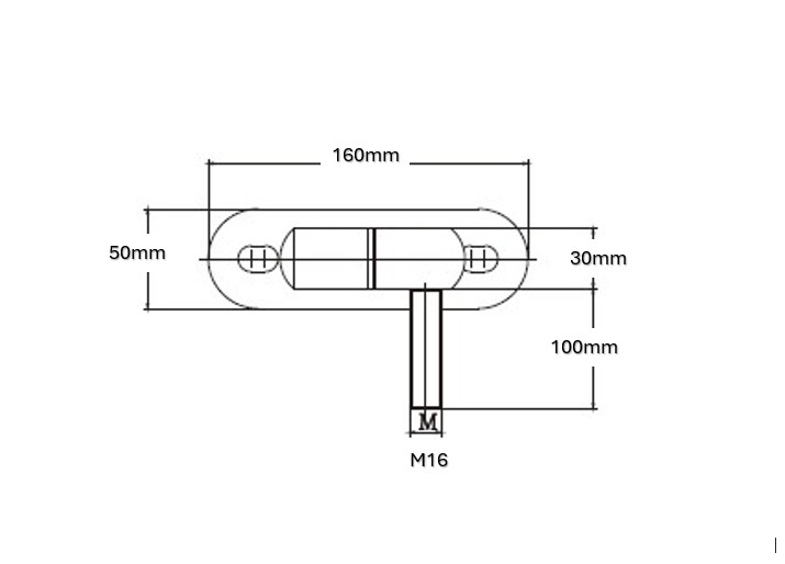 Adjustable Bolt-On Gudgeon and Trunnion Hinges - Black, 120x16mm - Pair