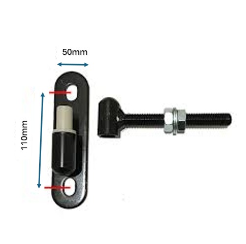 Adjustable Bolt-On Gudgeon and Trunnion Hinges - Black, 120x16mm - Pair