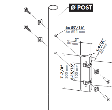 Chain link bracket for Mammoth gate closer