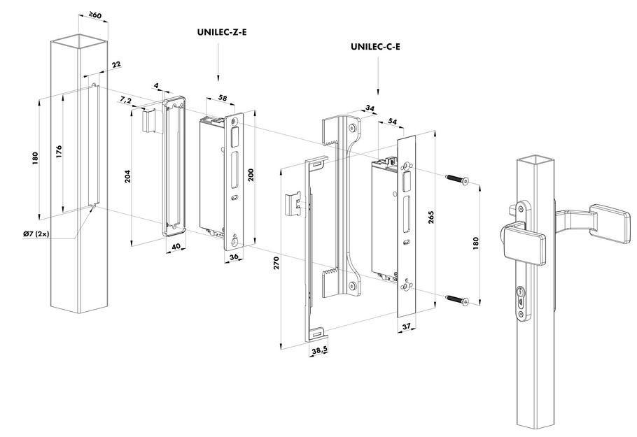Locinox UNILEC Electric insert keep for insert locks