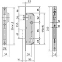 Viro Euro Insert Mortice Lock - 50x50 Frame, 35mm Backset, Silver - For Swing Gates