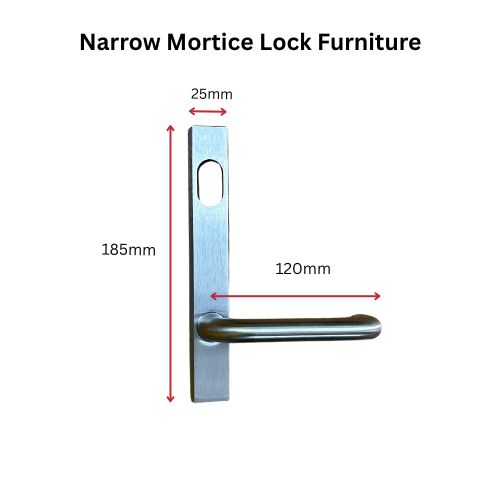 Lockwood Insert Mortice Lock Handle - Oval, 3582/3782, External Plate, Marine Grade - Stainless Steel in Satin Chrome Silver