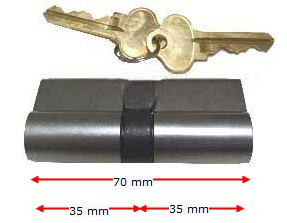 [KB700] Euro Key Barrel, 70mm Full Cylinder, Keyed Different - Satin Chrome.webp